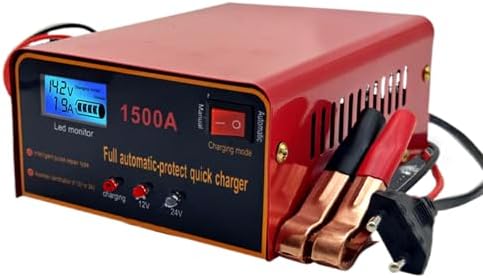 Vehicle Charger, Smart Battery Maintainer, Fast Charging Safety Unit, Portable Compact Booster, Trickle Supply Device, for Car Truck, Lawn, Tractor, Motorcycle, Boat, Garage, Storage