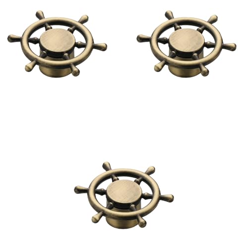 Image of Ship Wheel Design Knob for Drawer /Door Knob /Drawer Knobs /Decorative Knobs and Pulls /Zinc Alloy (Antique Finish) Pack of 3-| 3 Years Warranty |