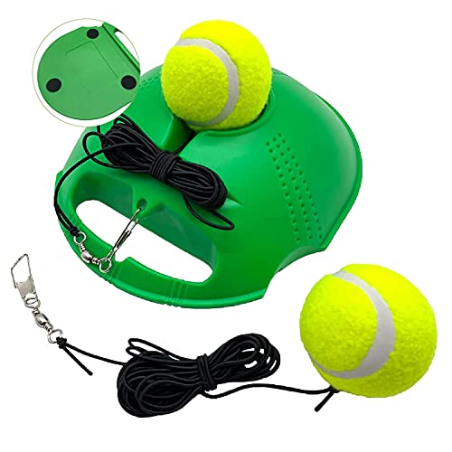 TaktZeit Tennis Trainer Self Training Rebound Baseboard Tennis Training Gear with 2 String Balls (Green 1.0)