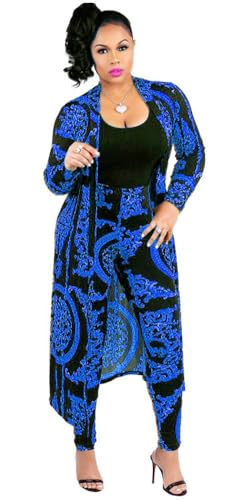 Image of Max2co Women 2 Piece Outfits Floral Long Sleeves Open Front Cardigan Cover up with Leggings High Waist Long Pants Set