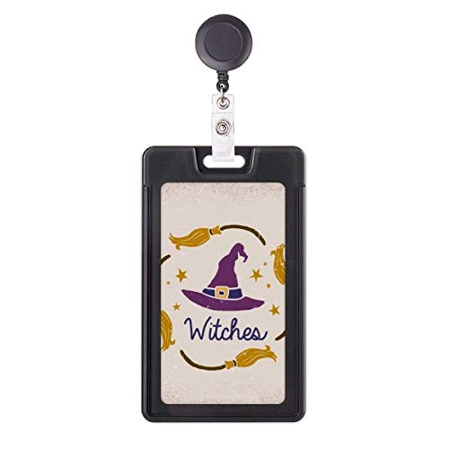 Porte-badge enrouleur Halloween chapeau violet pince ceinture