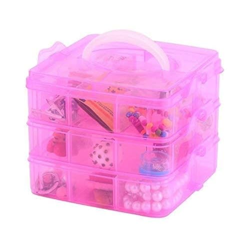 Image of LEMBOSE 1 PCS organizer storage box, 18 Grid Square Storage Box, toy organisers storage box, transparent box, 3-layer Jewelry Accessories Toy Finishing Box, Multi-purpose Storage Container(BLUE)