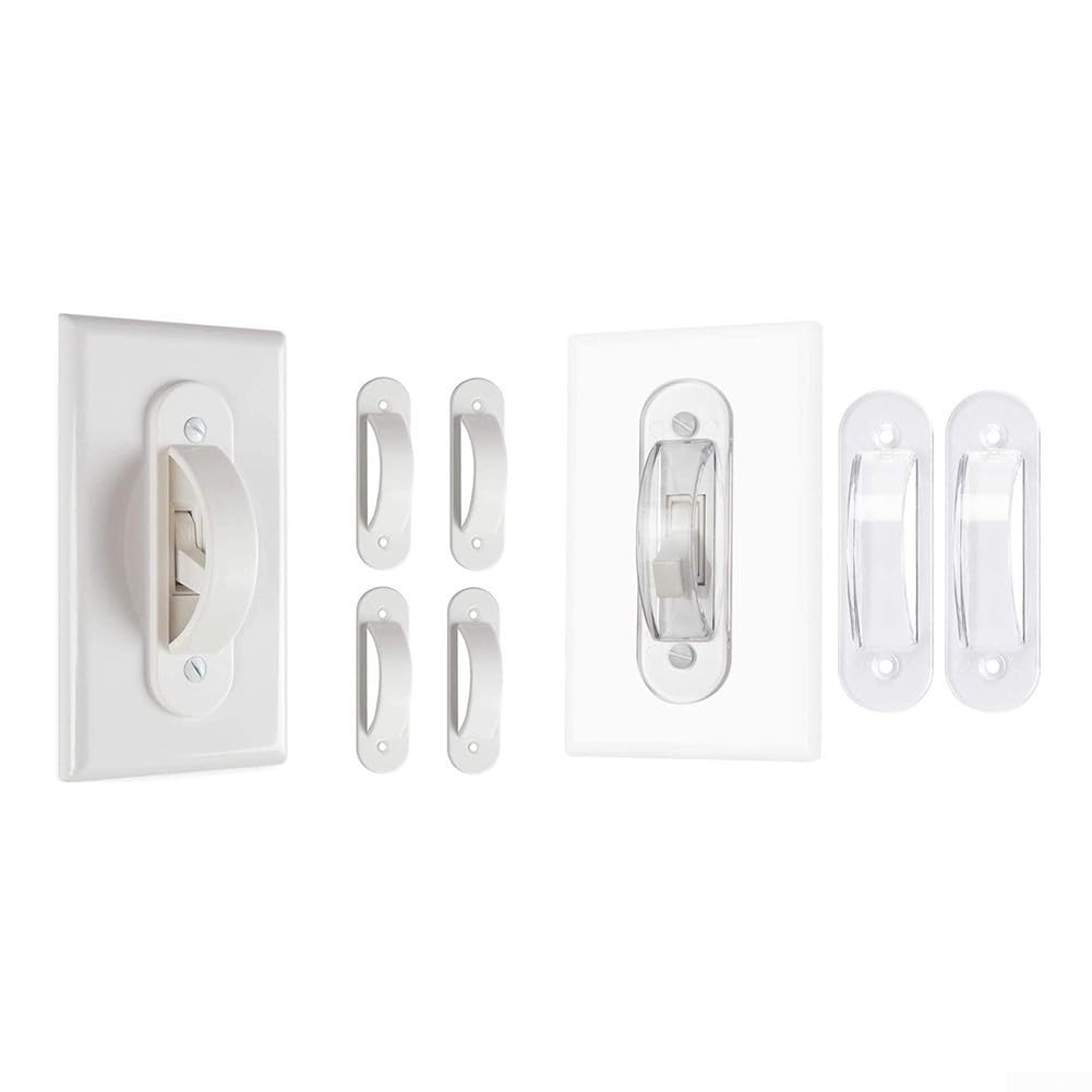 Protector de interruptor de luz transparente, paquete de 2 cubiertas a prueba de niños, bloqueo de seguridad transparente para bloquear palancas accidentales, construcción de ABS resistente para el — view 2