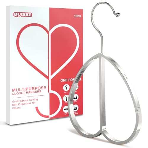 Love Shape Multipurpose Closet Hangers-Tie and Belt Hanger for Closet- Ideal for Storing Belts, Ties, Scarfs, Baseball Hats, Purses & More- Great Space Saving Belt Organizer for Wardrobe - Silvery by QUISBE - Image 8