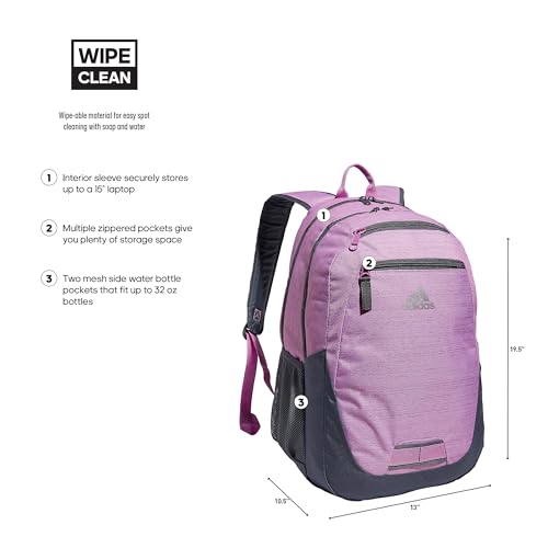 Image of adidas Foundation Backpack, Two Tone Bliss Lilac-Semi Pulse Lilac /Onix Grey /Silver Metallic, OSFA