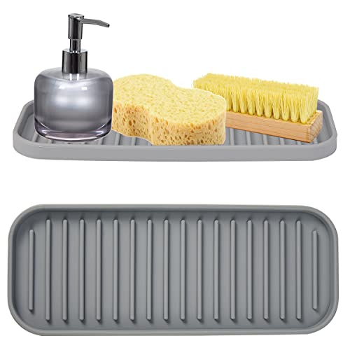 Lot de 2 Porte Eponge Silicone Evier Cuisine,Organisateur Evier Tapis Evier Cuisine,Brosse Éponge Organiseur,Tapis Silicone Cuisine et de Salle de Bain Accessoires pour Rangement Éponges, Savon