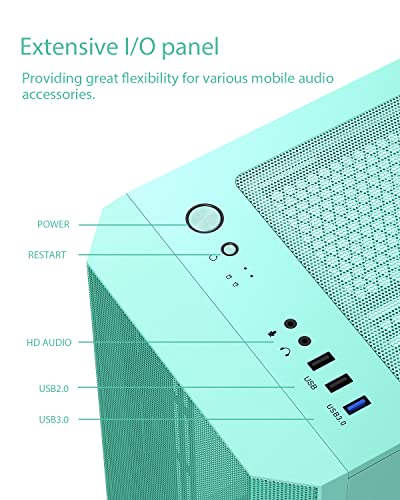 Vetroo M03 Compact Computer Case Micro Atx Mini Itx Mint Green Gaming Pc Case Rear 120Mm Argb Fan Pre-Installed Door Opening Tempered Glass Side Panel & Front Mesh Panel #TOP6