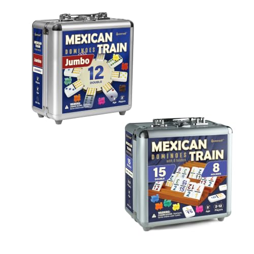 Conjunto de Dominó Jumbo Doble 12 y Doble 15 Mexican Train miniatura 1