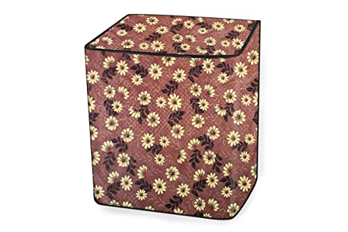 Image of Stylista PVC Washing Machine Cover Compatible for GODREJ 9KG Semi-Automatic Top Loading WSEDGE PRO 90 5.0 PB3 M LISP, Sprig Pattern Brick