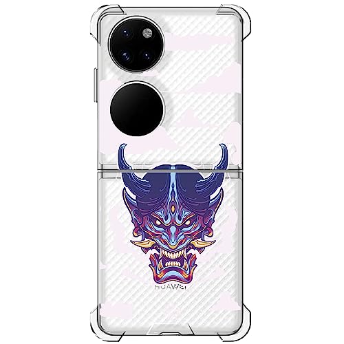 Movilshop Funda Antigolpes para Huawei P50 Pocket I Love Japan [ Demonio yōkai Oni ] Esquina Reforzada Silicona 1.5mm de Grosor Flexible Transparente Bumper Gel TPU