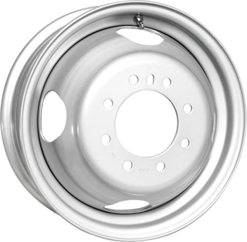 TASKMASTER Revolver Steel Trailer Wheel 16x6 8 Lug on 6.5 Gloss Silver Dual 4.77” Center Bore 3860 lb Load Capacity Utility & Cargo Trailer Rim with Valve Stem