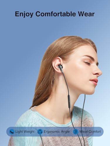 Wired Headphones 3.5mm Jack for Samsung Galaxy A15/A14/A32/A31/A52/S9/S10 Earphones with Microphone, Noise Isolation in-Ear Earbuds for Samsung, Phones, Computer, Laptop, School Students