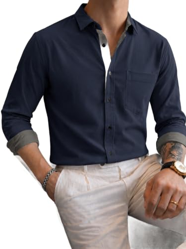 Image of Noble Monk Men's Full Sleeve Shirt | Casual Shirt for Men | Stylish Cotton Blend | Comfortable Everyday Wear | Button Down Clothing | Travel & Outdoor Apparel