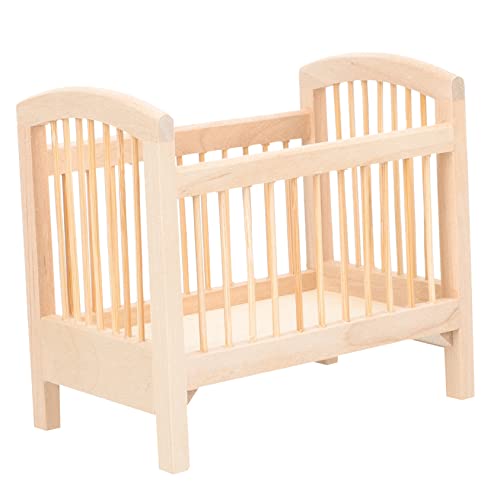Toddmomy Cuna Madera Miniatura Cuna para Casa De Muñecas Accesorio Coración Miniatura para Muñecas