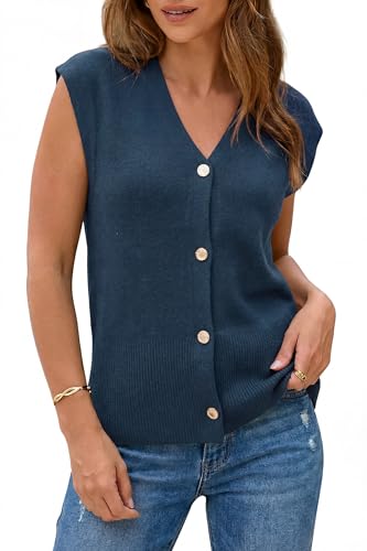 Arach&Cloz Wool Blend Cashmere Spring Summer Cardigan Sweater Womens Vest