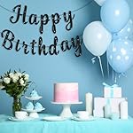Black Happy Birthday Banner Signs Glitter Happy Birthday Sign Garlands for Women Men Birthday Party Decorations Supplies - Image 2