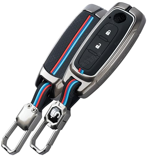 Image of SHOPOFLUX Metal Key Cover Compatible with Nissan Magnite 2 Button Smart Key (Black) (Pack of 1)