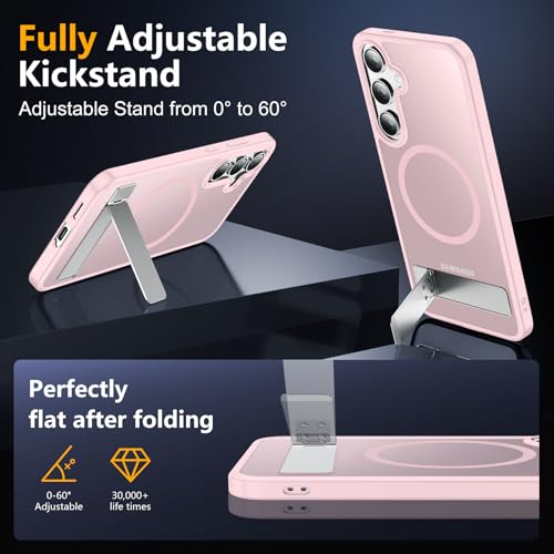 Image of SPIDERCASE Magnetic for Samsung Galaxy S24 Case, [3 Stand Ways][ Military Grade Drop Protection] with Invisible Stand Shockproof Slim Case for S24 6.2 inch, Pink