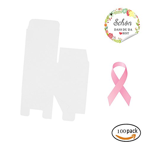 Preisvergleich Produktbild 50 Stück Kleine Weiße Hochzeit Geschenk Geschenkboxen Geschenkverpackung Geschenkschachtel (mit Satinband) + runde Aufkleber SCHÖN, DASS DU DA BIST, Verpackung für Bonboniere,Gastgeschenke, als give-away Mitgebsel (Rosa)