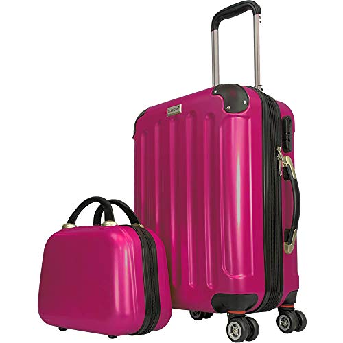 Preisvergleich Produktbild CODE / ONE® 2er-Set / Trolley + Beautycase / Handgepäck / Hartschale / Doppel-Leichtlaufrollen / CODEONE (Raspberry Pink)