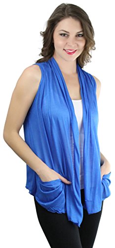 Image of ToBeInStyle Womens Open Front Casual Shrug Lightweight Layering Cardigan Sleeveless or Short Sleeve