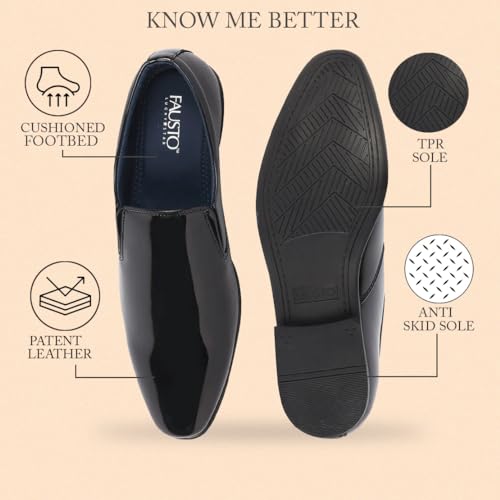 Image of FAUSTO Men Leather Formal Pull-On Shoes