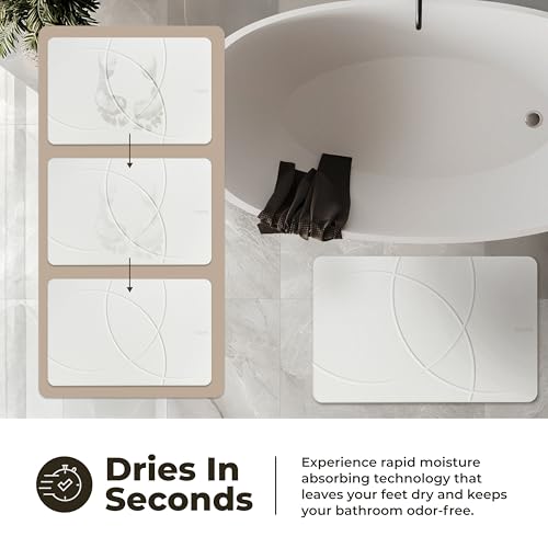 Image of TOSORO - Stone Bath Mat Diatomaceous Earth Shower Mat Non-Slip Super Absorbent Diatomite Stone Bath Mats for Bathroom Floor Quick Drying Natural Easy to Clean (23.5 x 15) - Sandstone