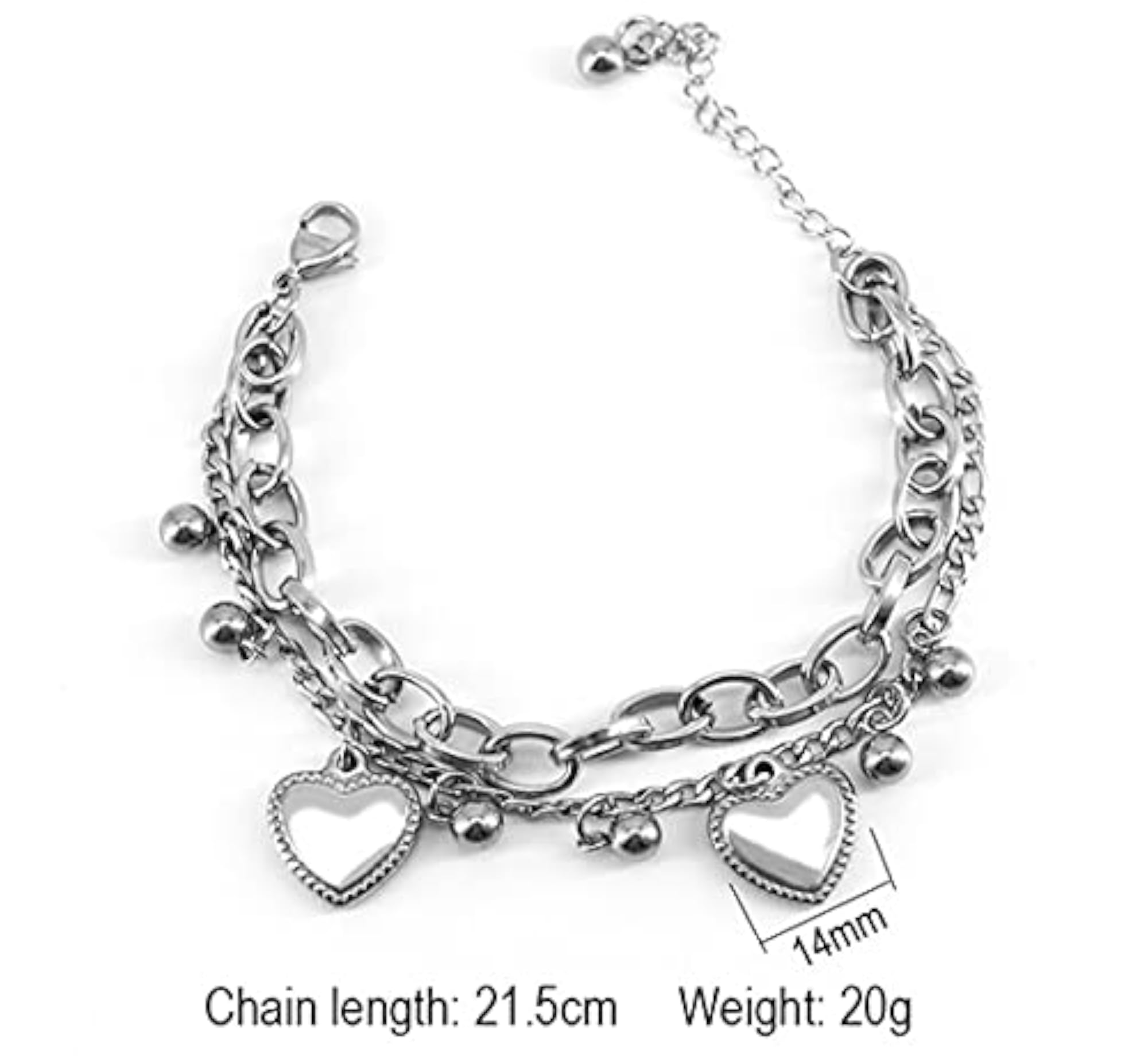 Delicate Heart Plated Multistrand Bracelet for Women