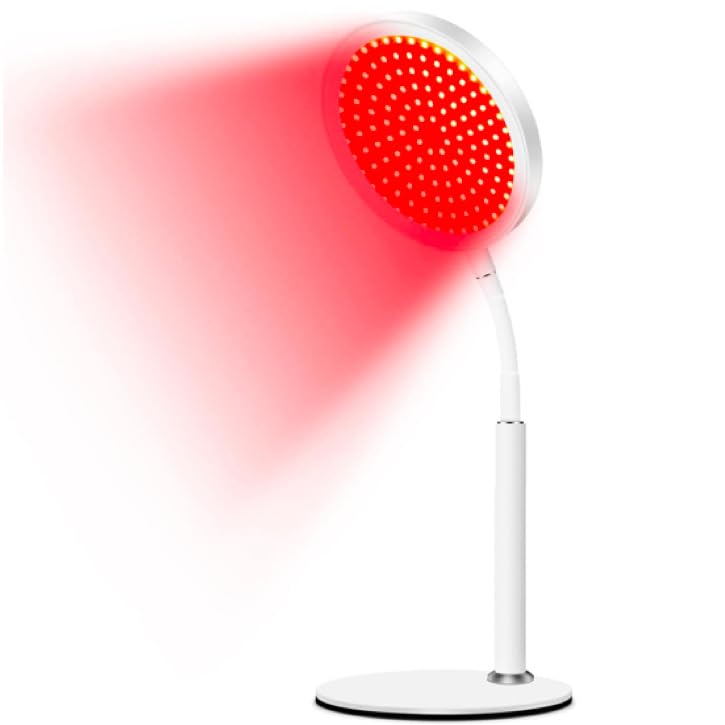 Lámpara de Terapia de Luz Roja para Cara y Cuerpo, LED 660nm & 850nm Infrarrojo, Chip 3 en 1, Cuello de Cisne Ajustable, Cuidado de la Piel & Alivio del Dolor