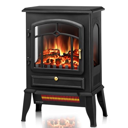 Image of ZAFRO 22 inch Electric Fireplace Stove, 5100 BTU Quick Heating Electric Fireplace Heater with Adjustable Flame Brightness, 1000W /1500W Thermostat, for Living Room, Bedroom