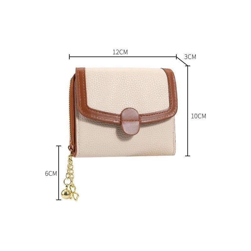 Compact Tri-Fold Coin Purse - Textured Zipper Organizer with Contrast Stitching4