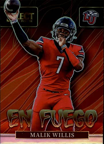 2022 Panini Select Draft Picks En Fuego Silver Prizm Football #5 Malik Willis Liberty Flames Officially Collegiate NCAA Licensed Trading Card (Stock Photo shown, card straight from pack and box in Near Mint to Mint Condition)
