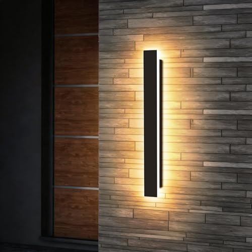 auralab Applique Murale Extérieure Longue 60cm, IP65 Étanche Inox Applique Murale Façade, 3000K LED Moderne Lampe Exterieur Murale Déco pour Piscine, Salon...