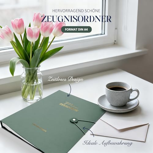 BIROYAL Zeugnismappe A4 Mit 40 Hüllen - Mappe A4 Mit Klarsichthüllen - Zeugnismappe für Mädchen, Jungen - Dokumentenmappe Für Urkunden, Zeugnisse & Zertifikate - Ordnungsmappe Mit Druckknopf - 31x24cm