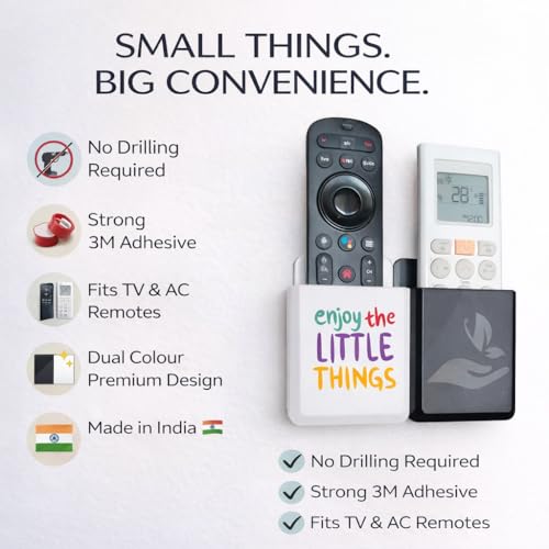Image of Rainbow Dots Dual Color Remote Holder for Wall - | Universal AC, TV, DTH,Fire TV Stick Remote Organizer | No Drill 3M Mount | ABS Plastic | Made in India (Enjoy Little Things)