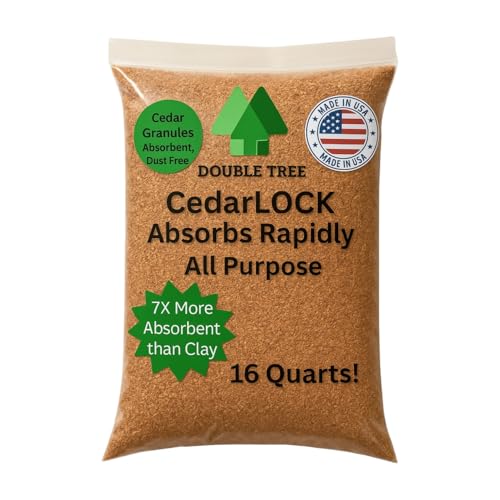 CedarLock All-Purpose Absorbent – Nature’s Heavy-Duty Spill Solution, Made from 100% Incense Cedar, Oil Spill Kit Granules, Organic Absorbent Granules, All Types Of Liquid Spills (1 Bag 16 Quarts)