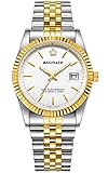 PASOY Classic Men's Watch Unisex Size Silver Stainless Steel Quartz Date Gear Bezel Silver Watches reloj de pulsera 36mm