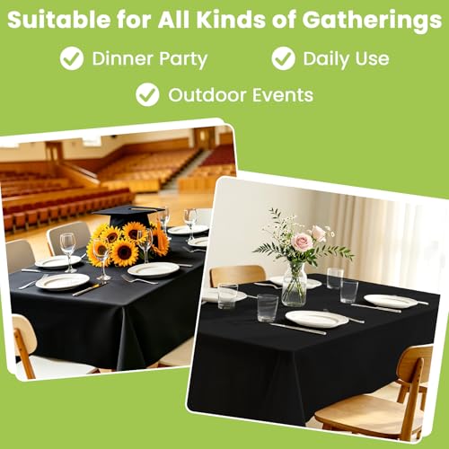Image of Mulbozy Black Plastic Table Cloth Disposable 4 Pack, 54 x 108 Inch Tablecloths Rectangle, Black Plastic Table Cover for Party Decor