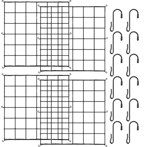 Hyuetrsa 4 Pack Trellis Net for Grow Tent 4 x 4Ft Elastic Trellis Netting with 12 Hooks Grow Tent Net Flexible Elastic Trellis Netting for Grow Tents, Gardening, and Horticulture(Black)