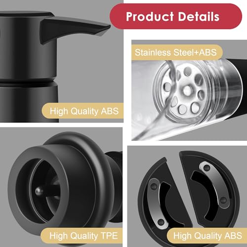 AUROAY Bomba de vino con 10 tapones de vacío, vertedor decantador, cortador de cápsulas, tapón de vino, tapón reutilizable para botellas de vino - imagen 4