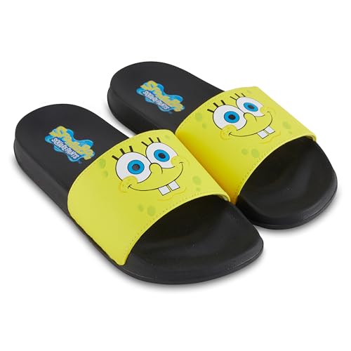Nickelodeon Mens SpongeBob SquarePants Slide Sandals - Spongebob Shoes - Spongebob, Patrick, Squidward, Sandy, Mr. Krabs Slides