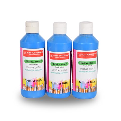 Pintura azul para todas las edades I 3x pintura de cartelera, 250 ml cada uno I Perfecto para Pasatiempos y Proyectos de Arte, Adecuado para Adultos y Niños