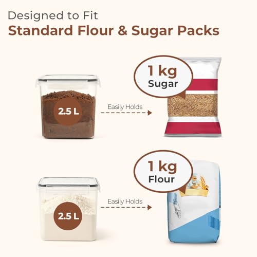 ComSaf Flour Storage Containers 2.5L Set of 3, Plastic Airtight Food Storage Containers with Lids, Large Clip-Lock Kitchen Storage Containers for Cereal, Rice, Pasta, Dry Food, BPA-Free Pantry Storage - Image 4