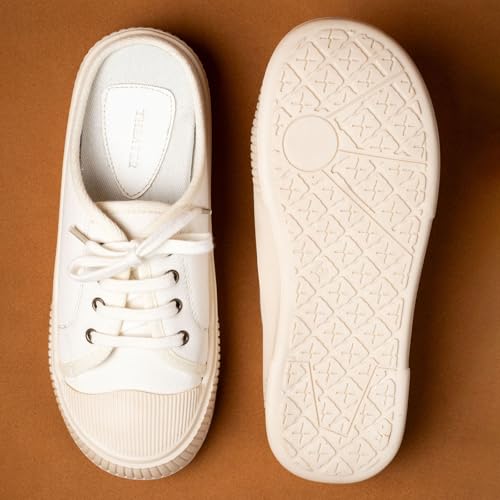 Image of Theater Women Elves Lace-Up Mule Sneakers | Canvas Upper with Cushioned Sole | Lightweight Comfort for Casual & Travel Styling