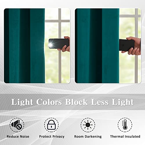 Maswond Extra Long Blackout Curtains - Heavy-Duty Velvet Drapes Heat And Chill Resistant Window Panels For Living Room, Villa, Patio Door, Peacock Green, 52 By 144-Inches, Set Of 1 #TOP1