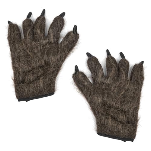Tiardey Gants de patte de loup et griffes d'ours pour femmes et hommes, gants d'Halloween, mains d'animaux, costumes de cosplay, mitaines thermiques d'hiver