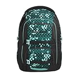 Coocazoo PORTER Schulrucksack „Pixel Blox”, schwarz-grün, ergonomischer & anpassbarer Tornister, höhen- & größenverstellbar, mit Brustgurt & Hüftgurt, ab der 3. Klasse