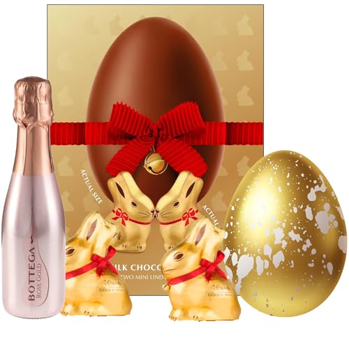 Easter Gifts for Adults - Prosecco Gifts for Women - Chocolate Truffles - Easter Egg Wife - Luxury Easter Egg Bunnies - Family Easter Hamper - Bunny Mothers Day (Pink Prosecco)