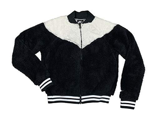 Nike Womens Sportswear Fuzzy Full Zip Jacket Black/White CJ5030-010 2 (Small)