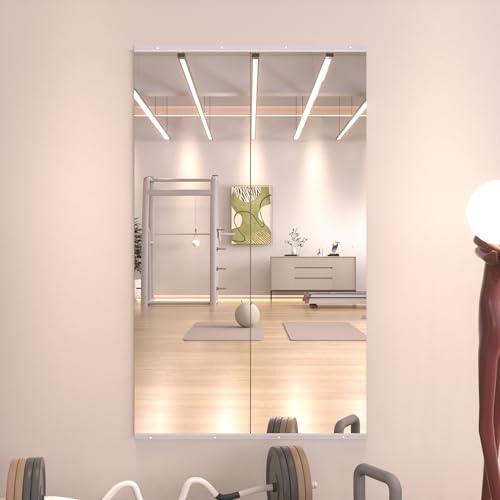 WEER Miroirs de Salle de Sport, Grands Miroirs sans Cadre, 140 x 42cm x 2 Pièces, en Verre...